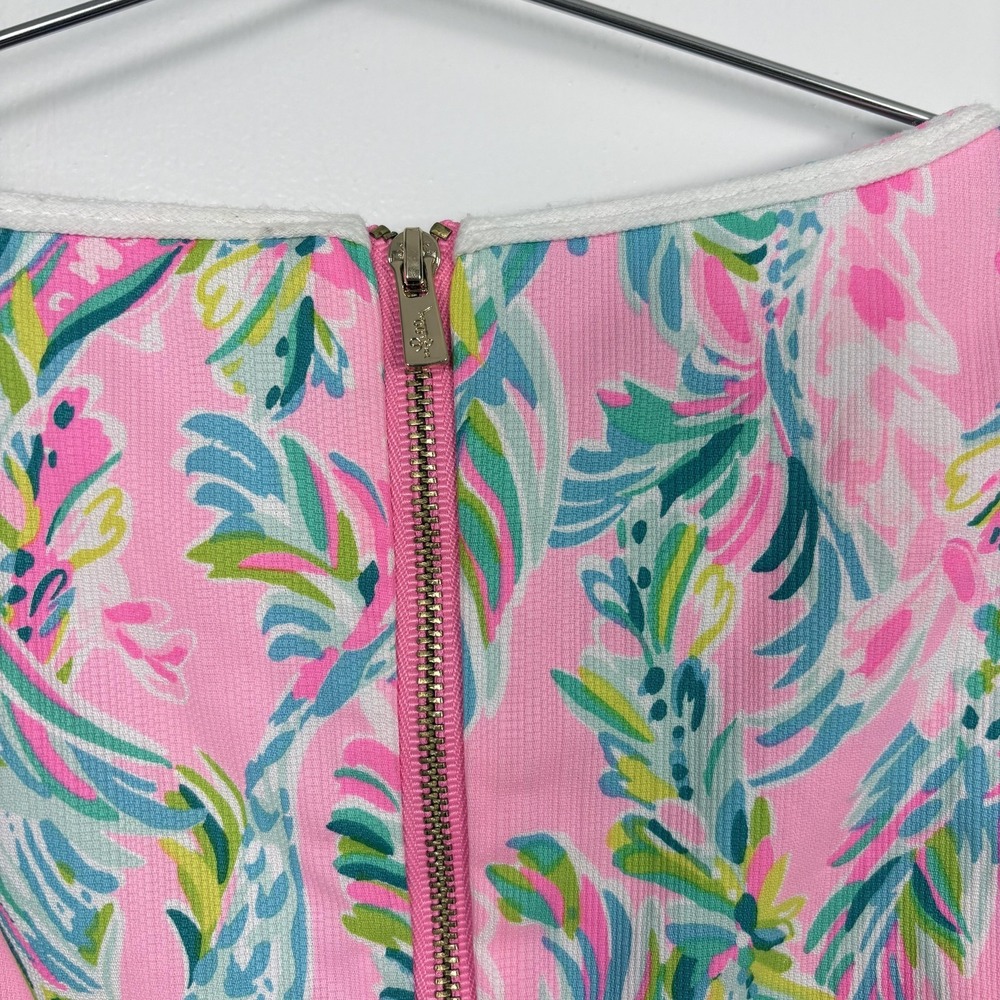 Lilly Pulitzer Dress Womens 2 Multicolor Floral Print Shift V Neck Lined 005603 - Picture 3 of 13